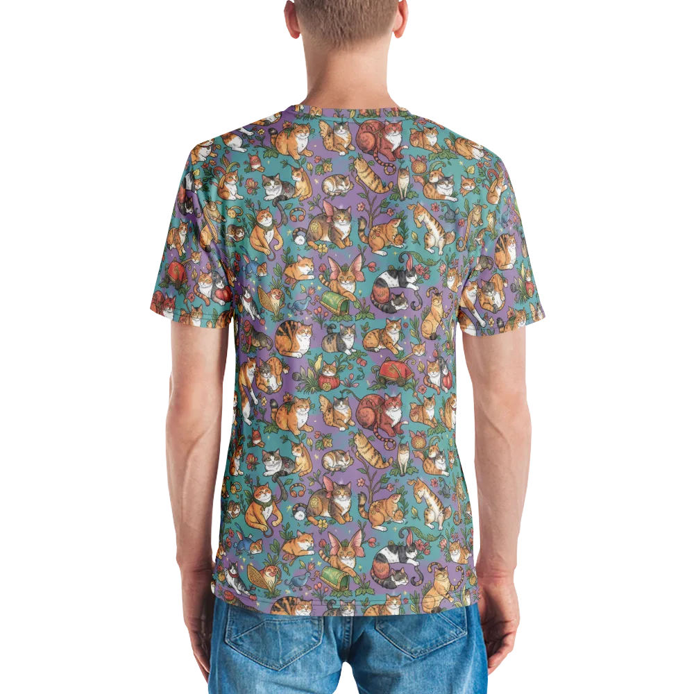 Feline Garden on Men's Crew Neck T-Shirt — Back