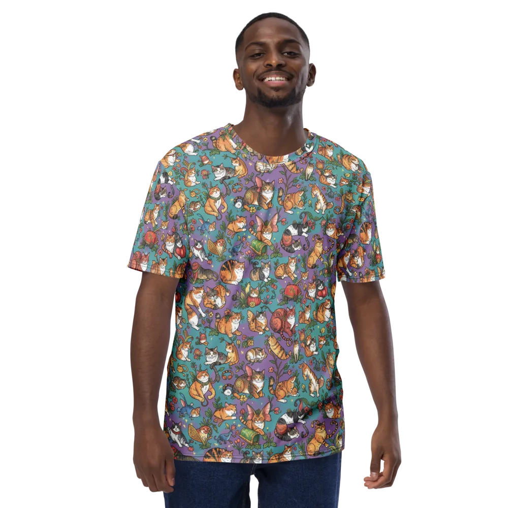 Feline Garden on Men's Crew Neck T-Shirt — Front
