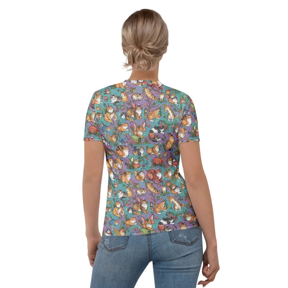 Feline Garden on Women's Crew Neck T-Shirt — Back