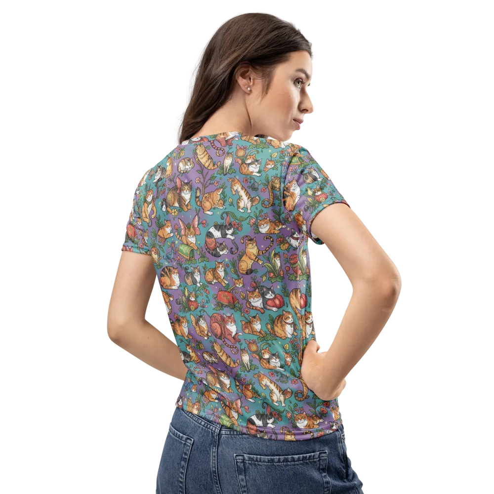Feline Garden on Women's Crew Neck T-Shirt — Back