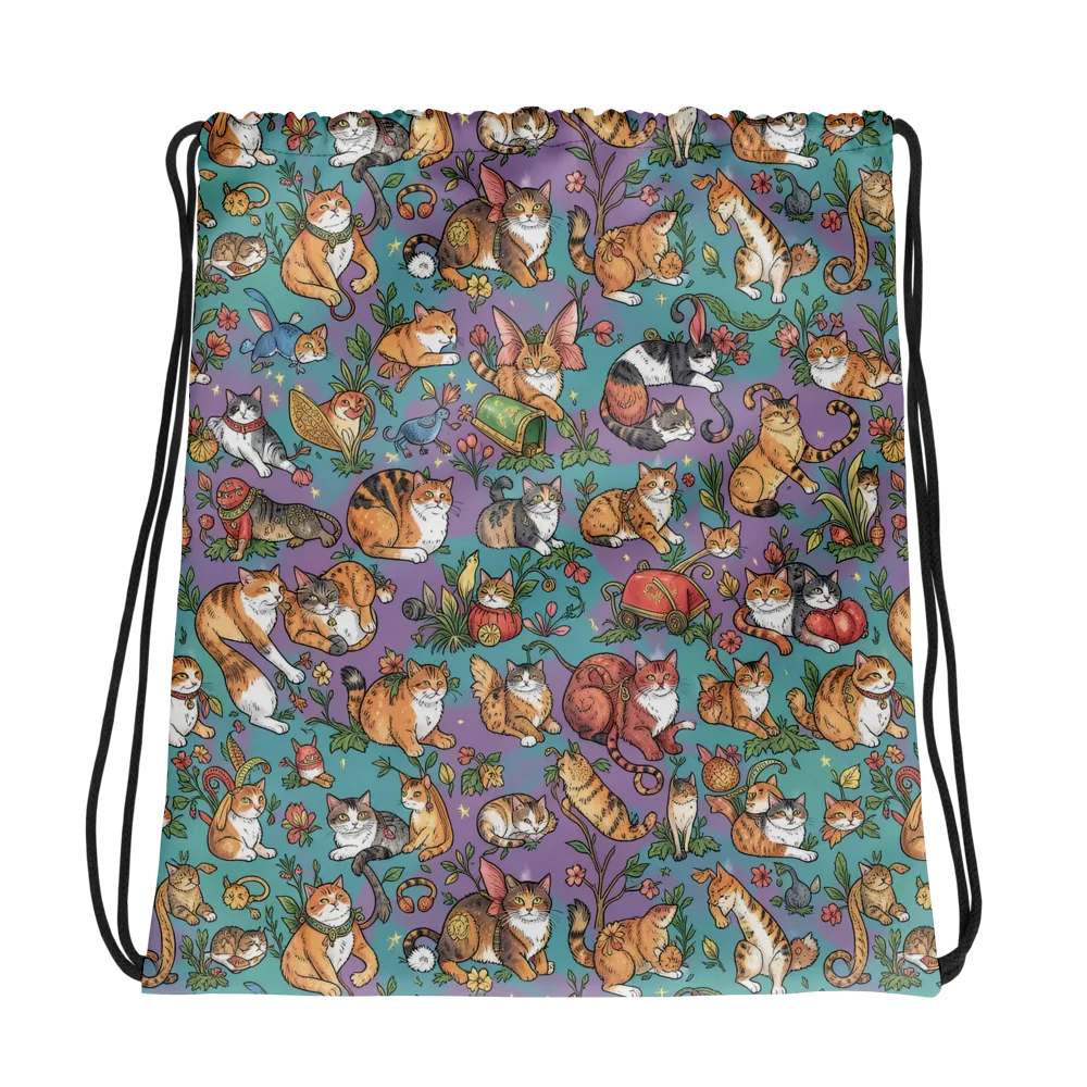 Feline Garden on Drawstring Bag — Photo
