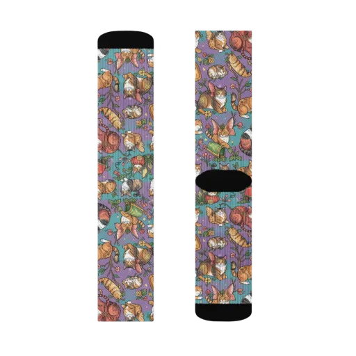 Feline Garden on a Socks