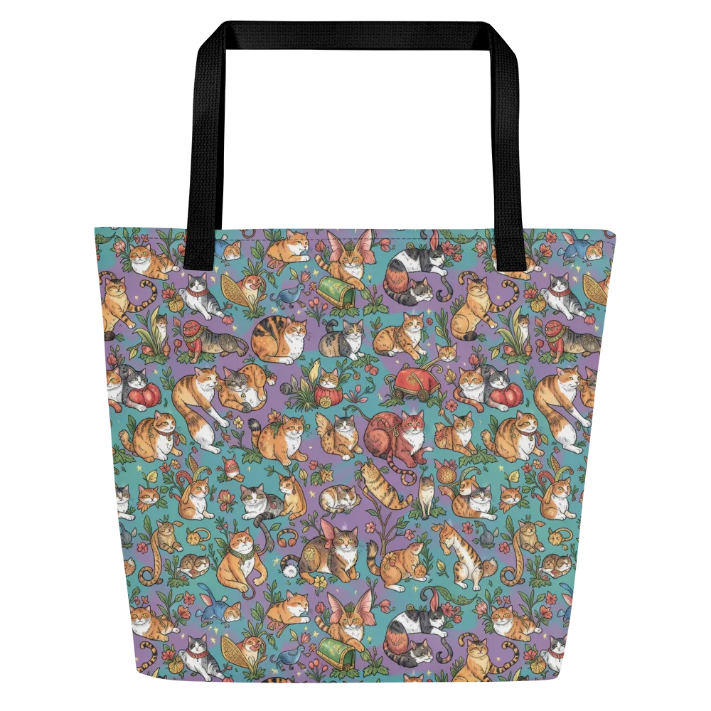 Feline Garden on Large Tote Bag W/ Pocket — Front