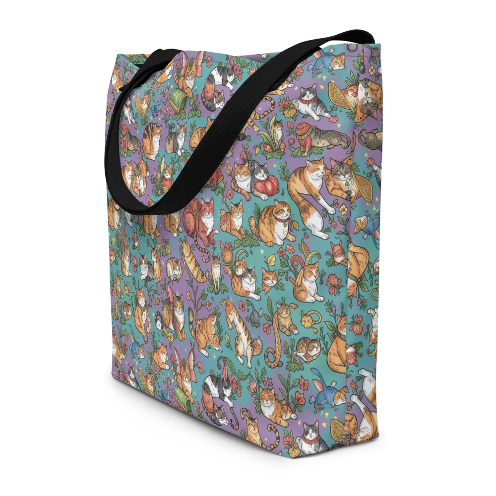 Feline Garden on Large Tote Bag W/ Pocket — Front