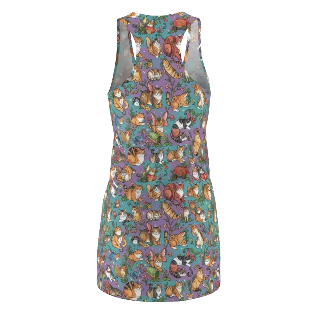 Feline Garden on Racerback Dress — Back