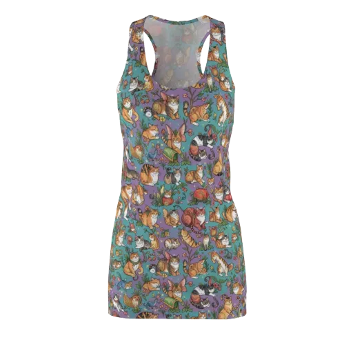 Feline Garden on a Racerback Dress