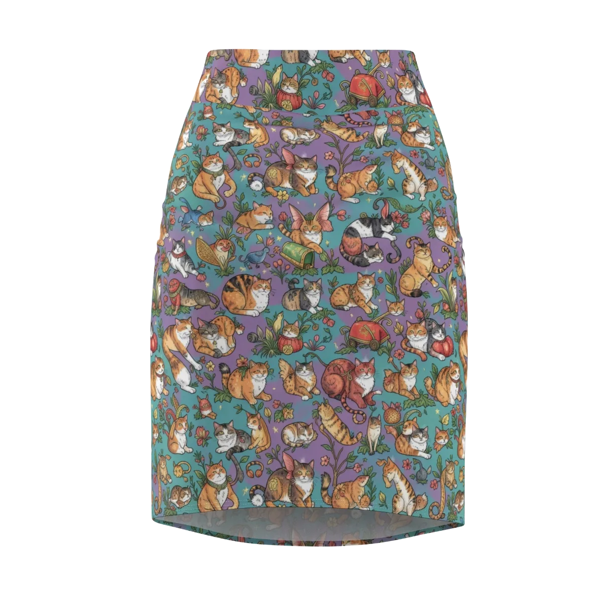 Feline Garden on Pencil Skirt — Front