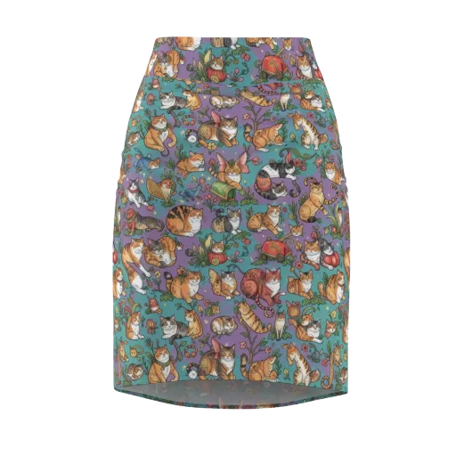 Feline Garden on a Pencil Skirt