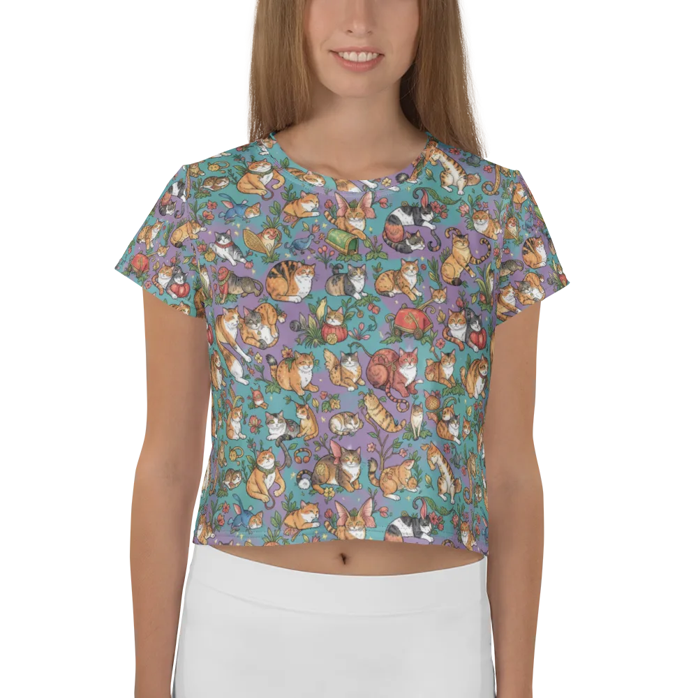 Feline Garden on Crop Tee — Front