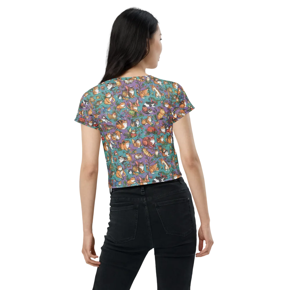 Feline Garden on Crop Tee — Back