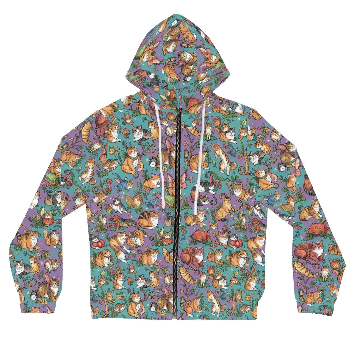 Feline Garden on Women's Full-Zip Hoodie — Front