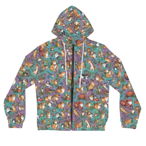 Feline Garden on a Women's Full-Zip Hoodie