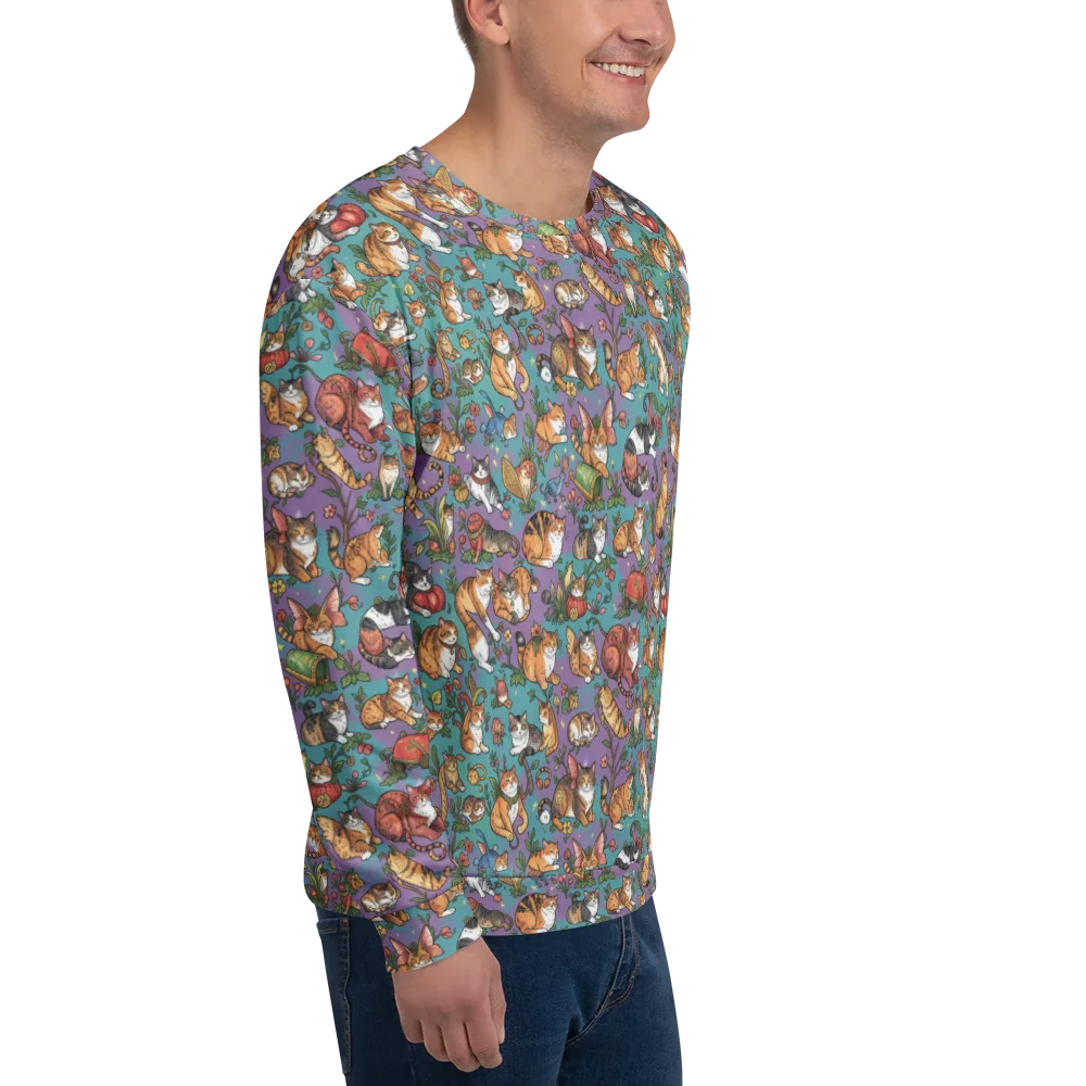 Feline Garden on Sweatshirt — Right Front