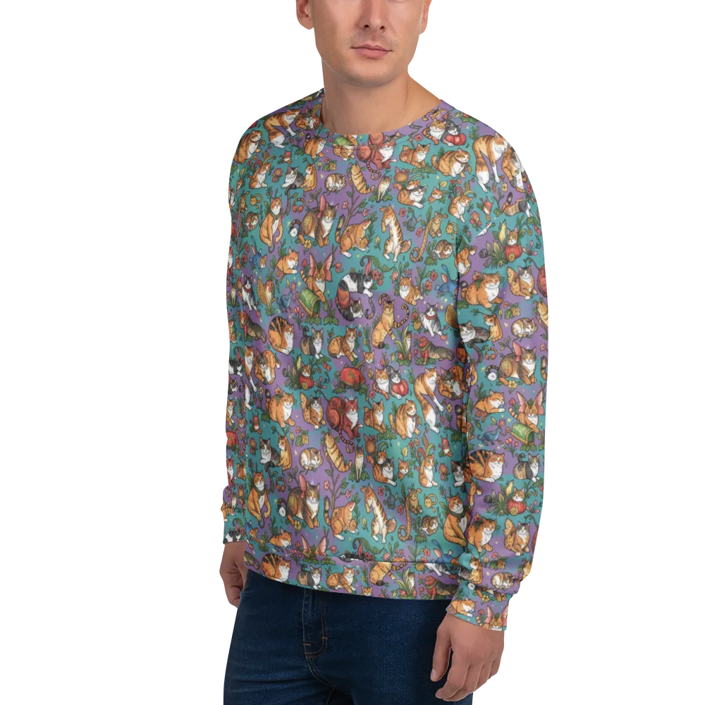 Feline Garden on Sweatshirt — Left Front