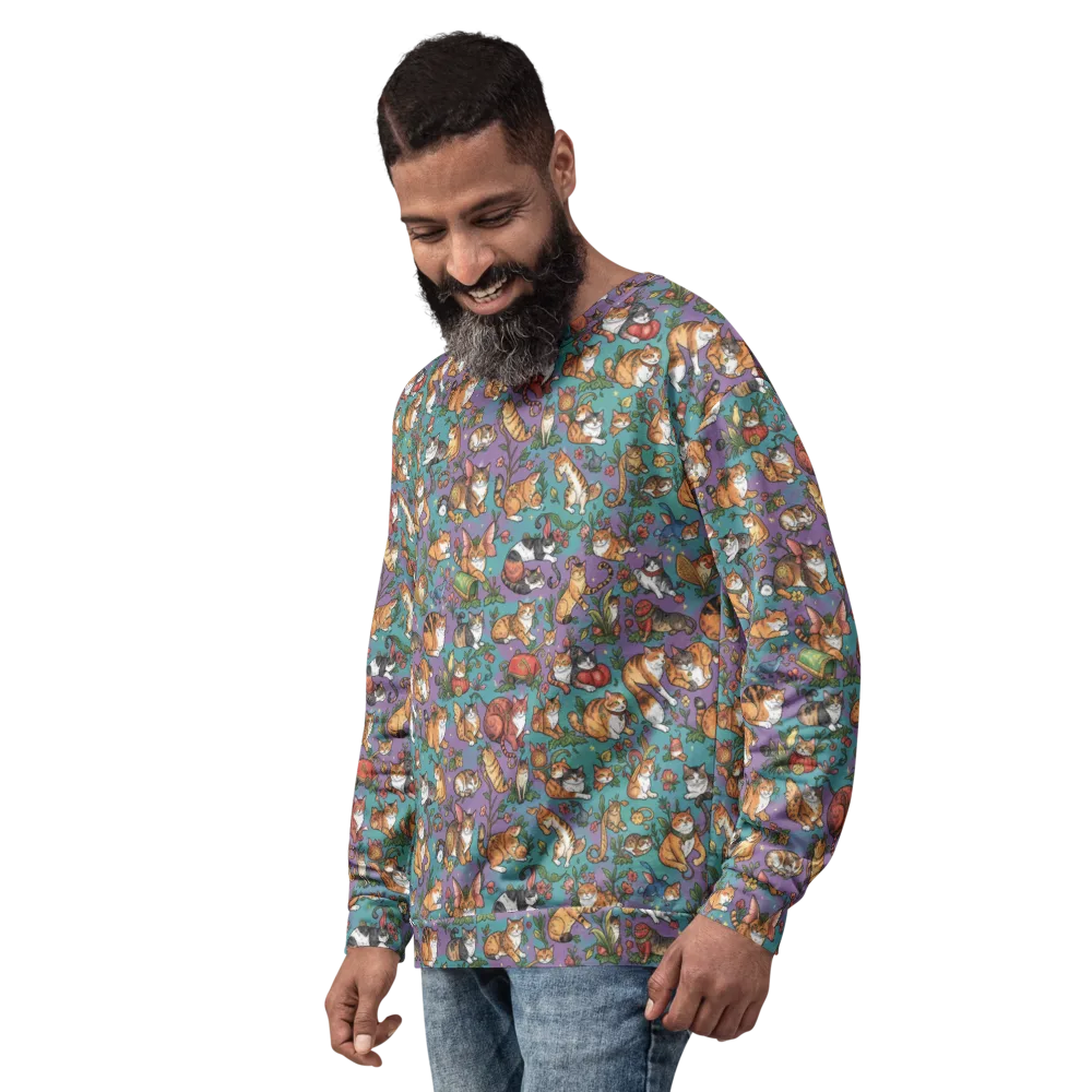 Feline Garden on Sweatshirt — Left Front