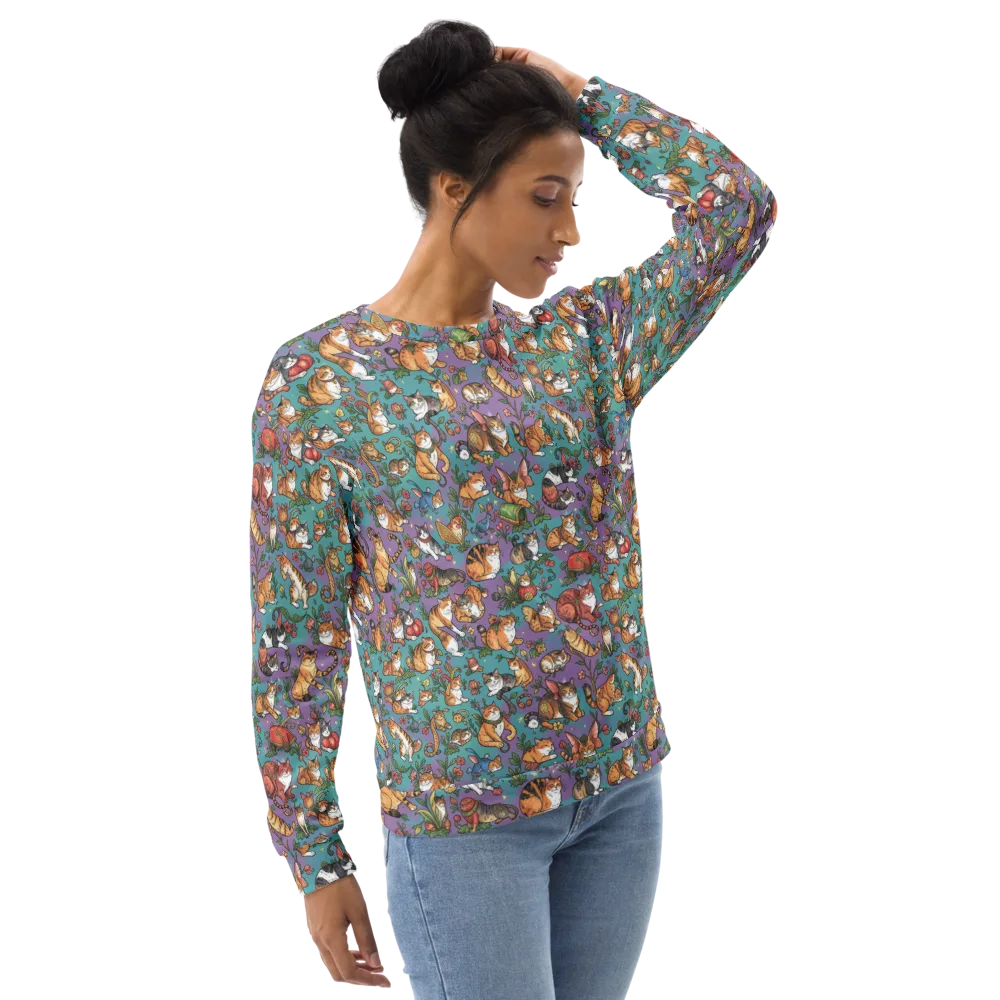 Feline Garden on Sweatshirt — Right Front