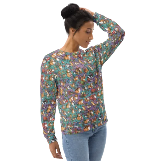 Feline Garden on a Sweatshirt