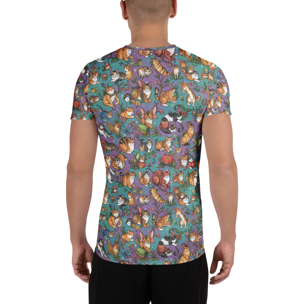 Feline Garden on Men's Athletic T-Shirt — Back
