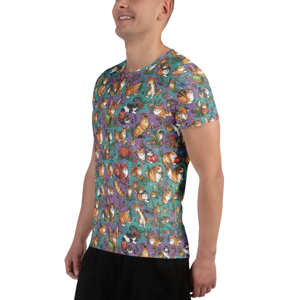 Feline Garden on Men's Athletic T-Shirt — Left
