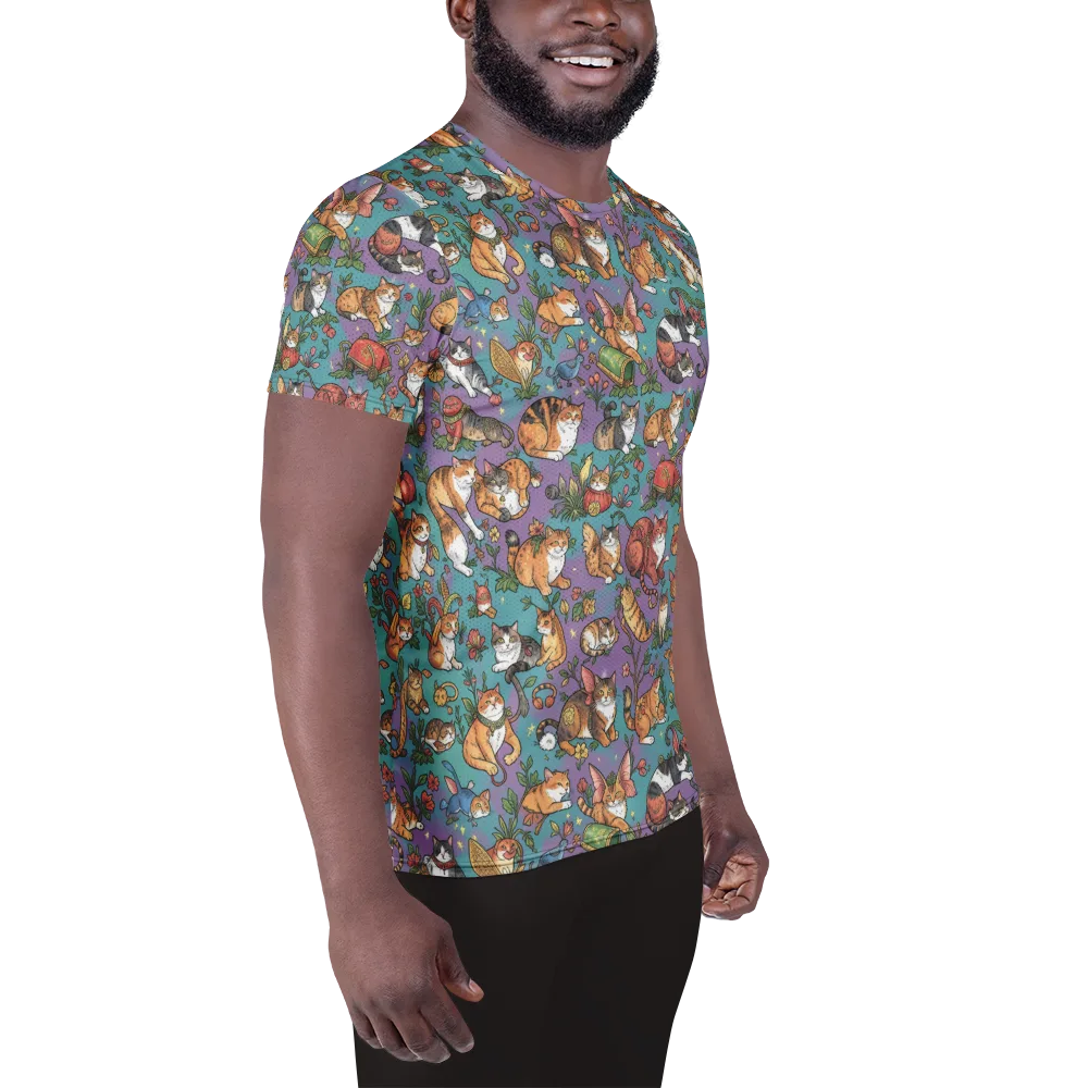 Feline Garden on Men's Athletic T-Shirt — Right