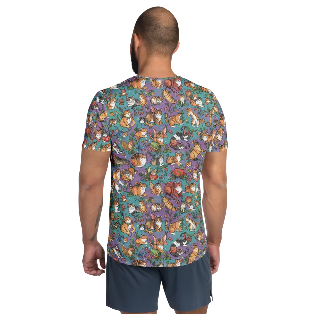 Feline Garden on Men's Athletic T-Shirt — Back