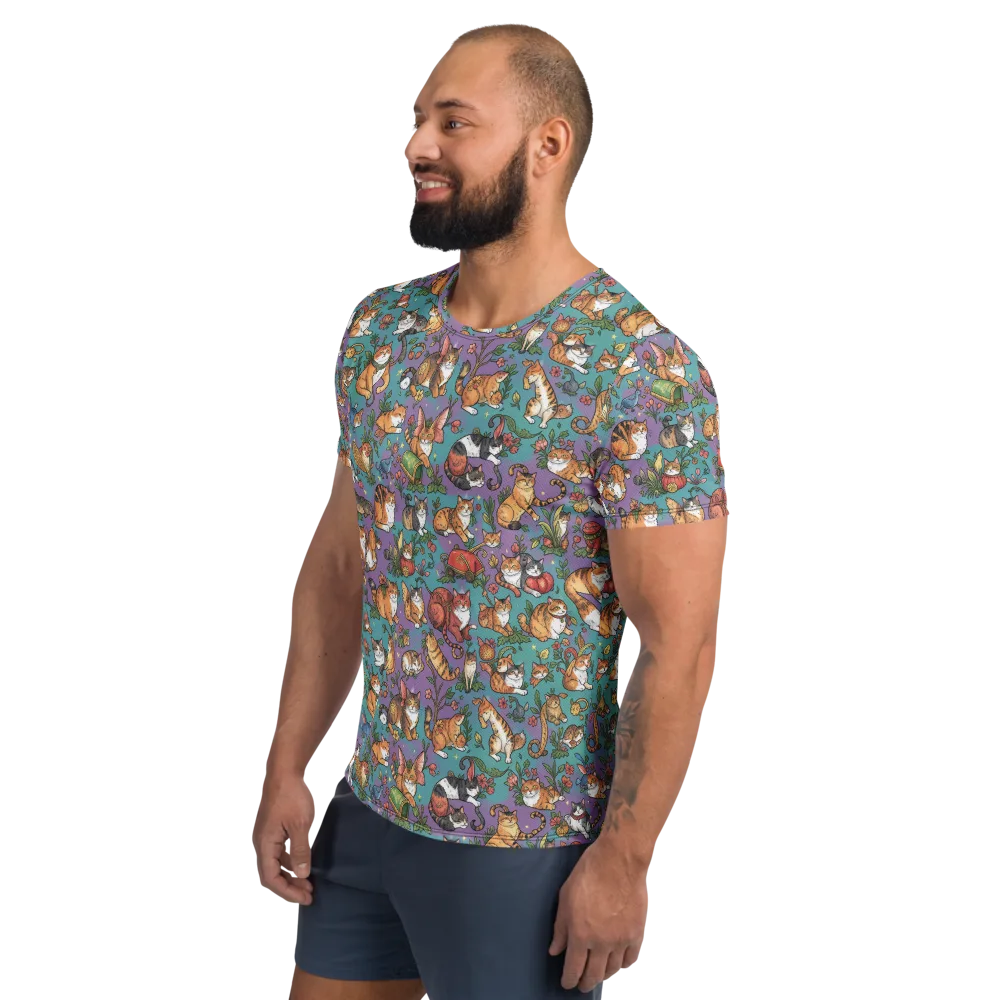 Feline Garden on Men's Athletic T-Shirt — Left