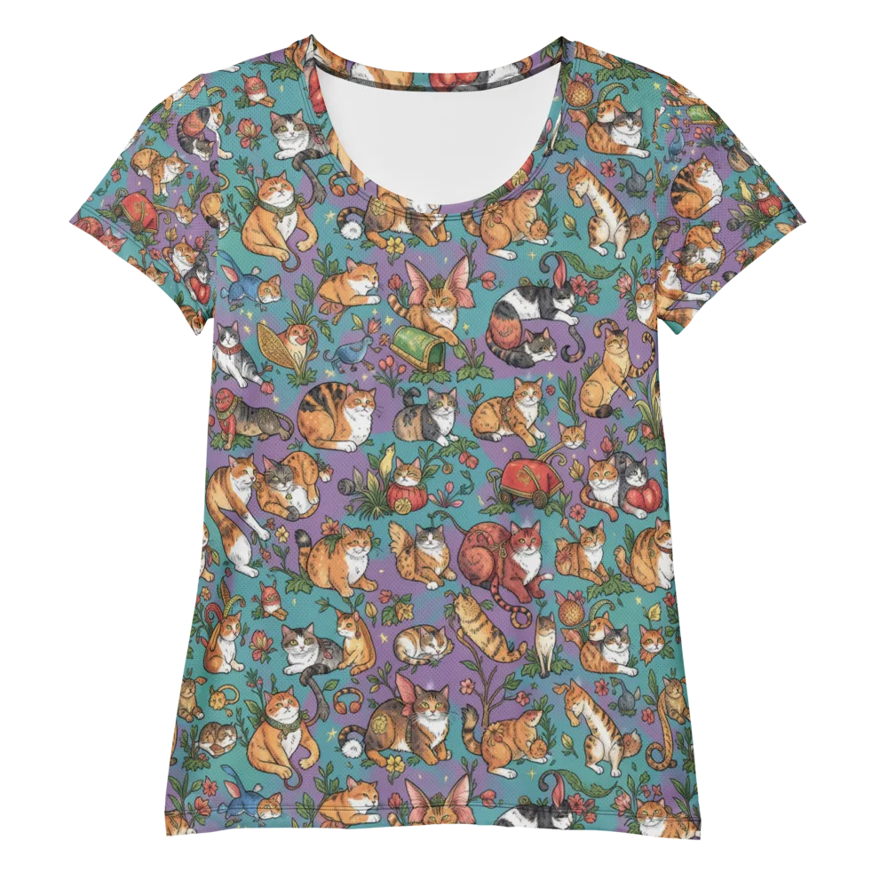 Feline Garden on Women's Athletic T-Shirt — Front