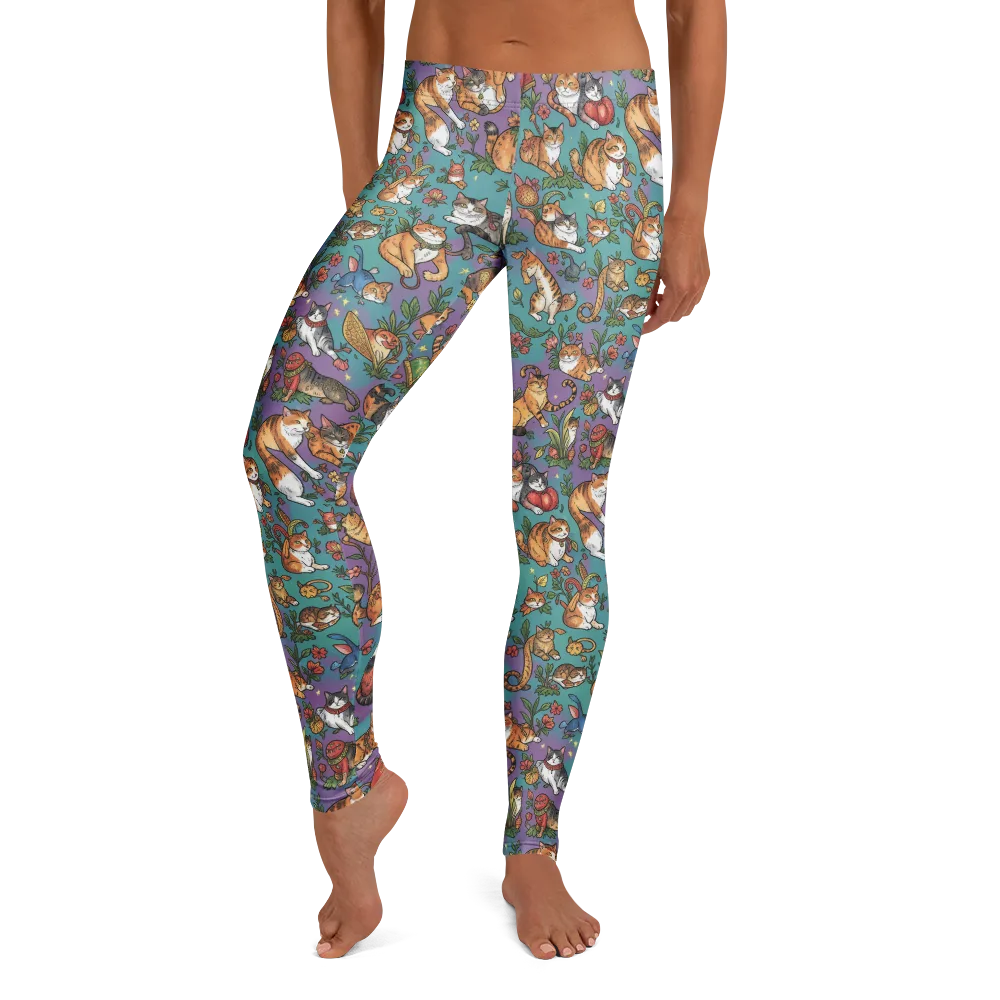 Feline Garden on Leggings — Front