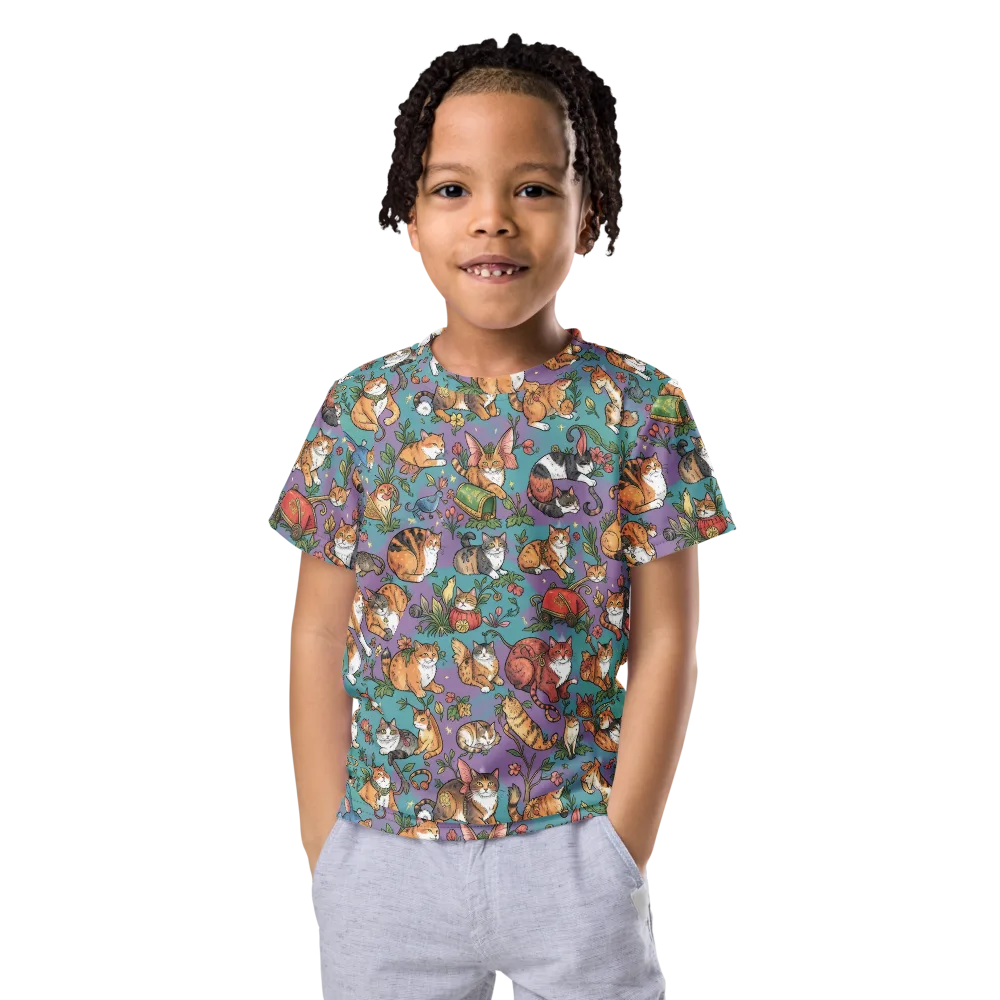 Feline Garden on Kids Crew Neck T-Shirt — Front