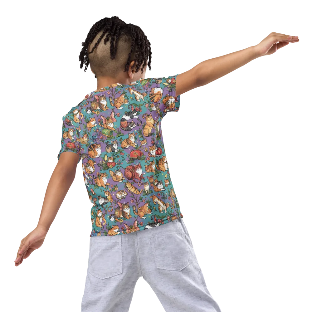 Feline Garden on Kids Crew Neck T-Shirt — Back