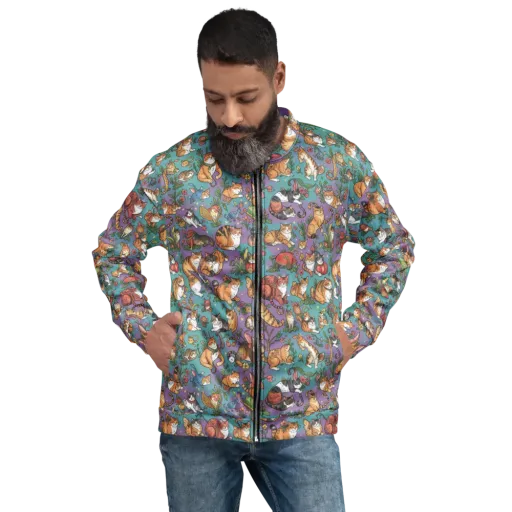 Feline Garden on a Bomber Jacket