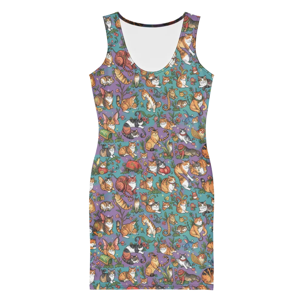 Feline Garden on Bodycon Dress — Front