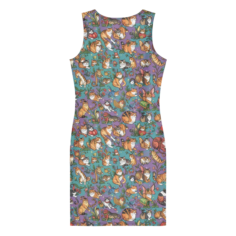 Feline Garden on Bodycon Dress — Back