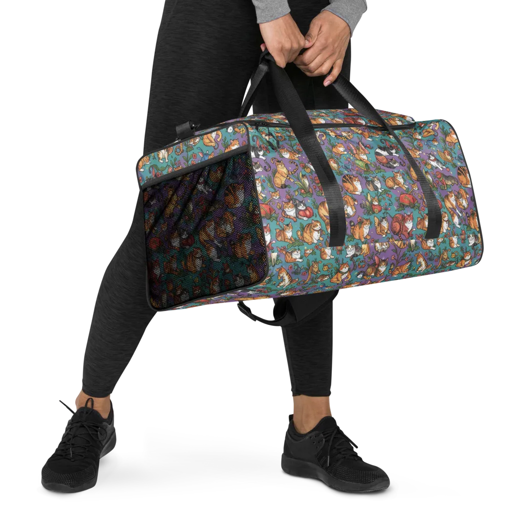 Feline Garden on Duffle Bag — Right Front