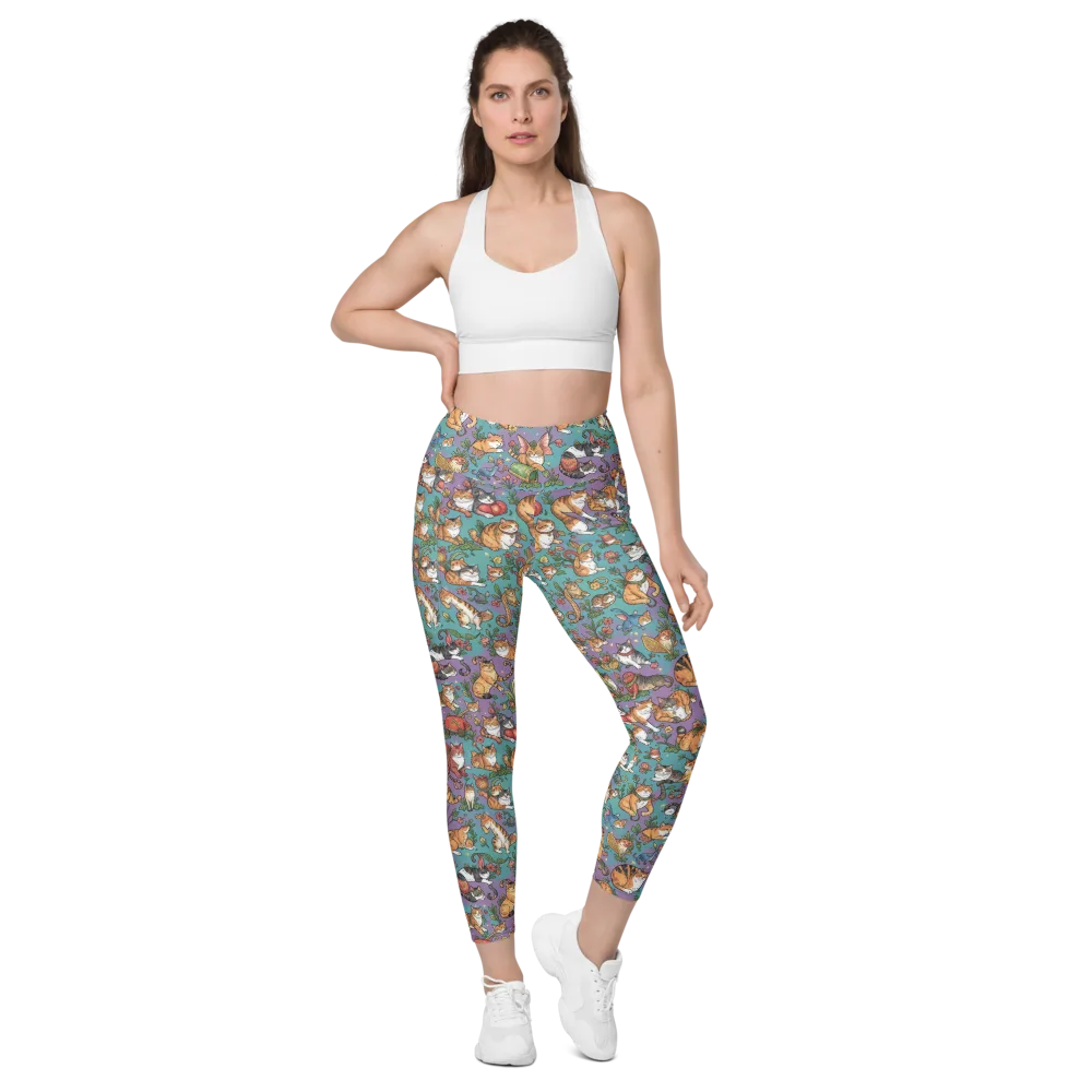 Feline Garden on Leggings with Pockets — Front