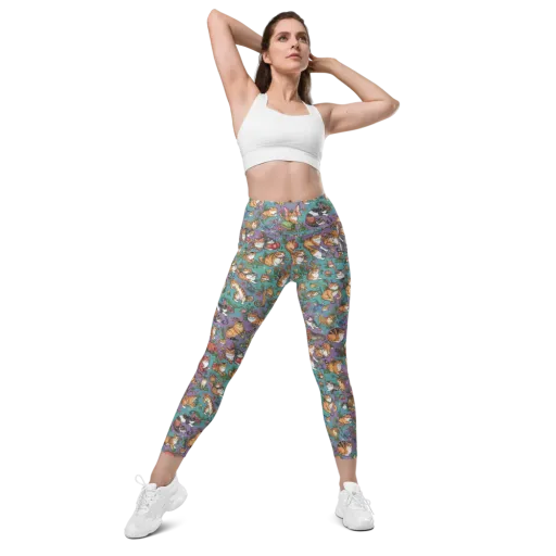 Feline Garden on a Leggings with Pockets