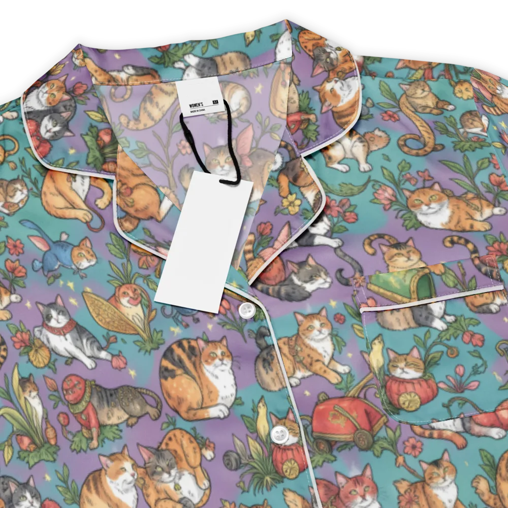 Feline Garden on Women's Short Sleeve Pajama Top — Product details