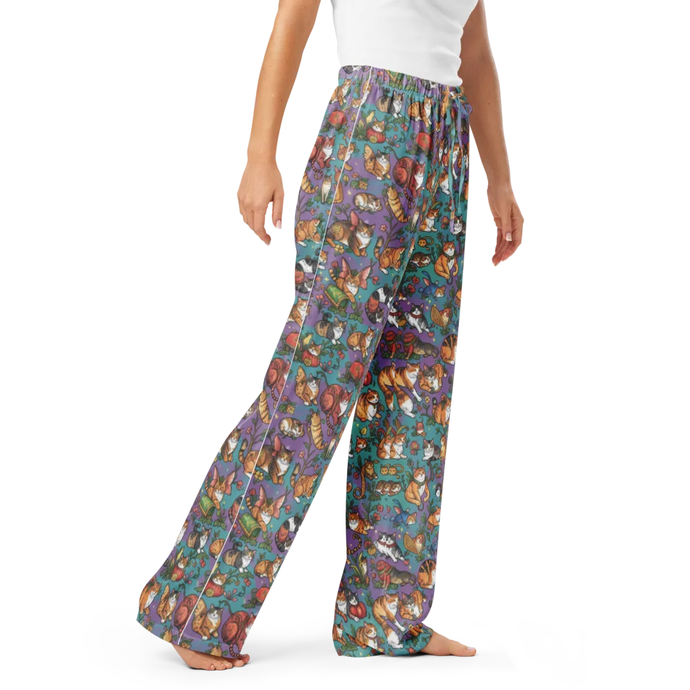 Feline Garden on Women's Pajama Pants — Right Front