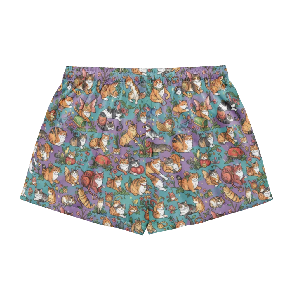Feline Garden on Women's Pajama Shorts — Back