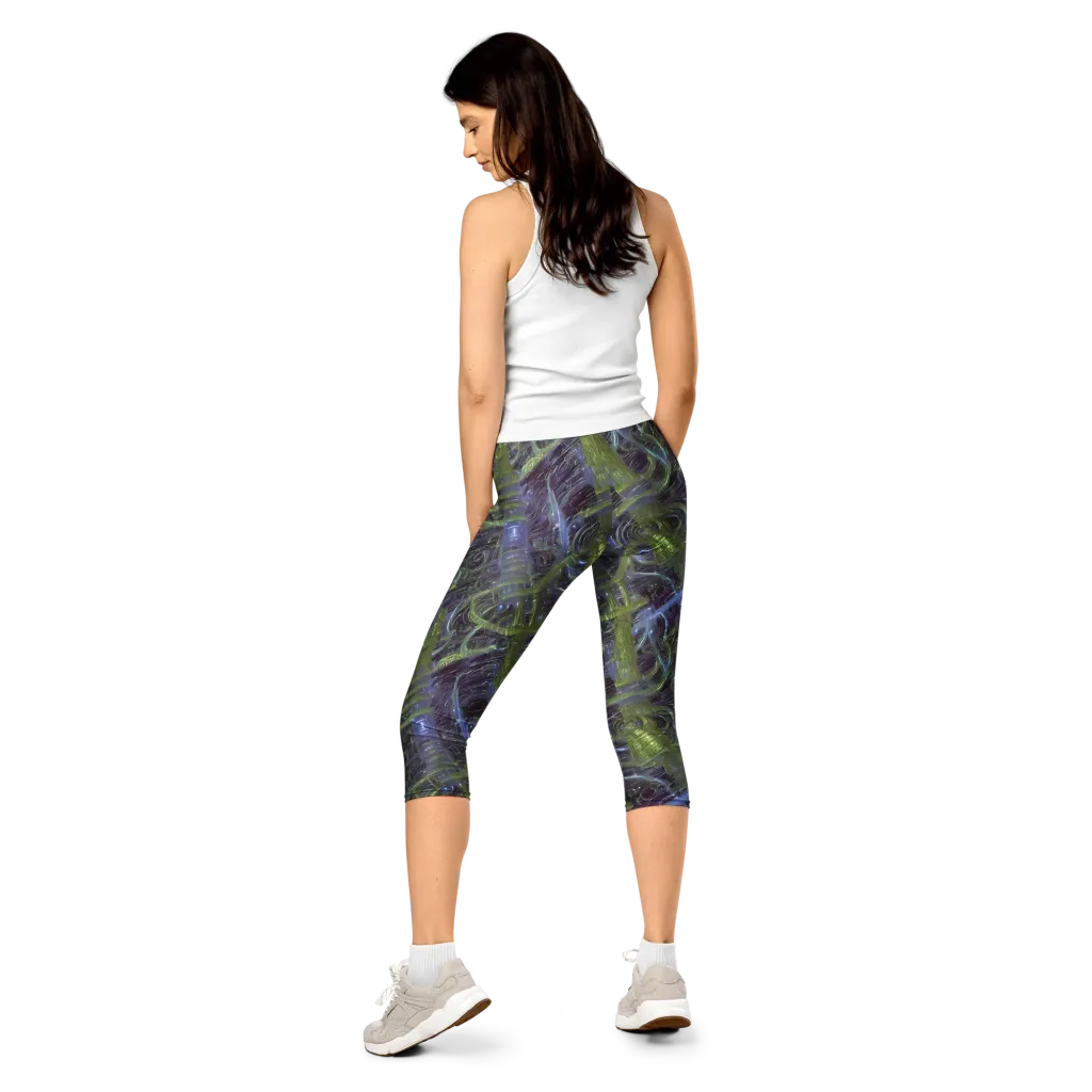 Neon Verdigris on Capri Leggings — Back