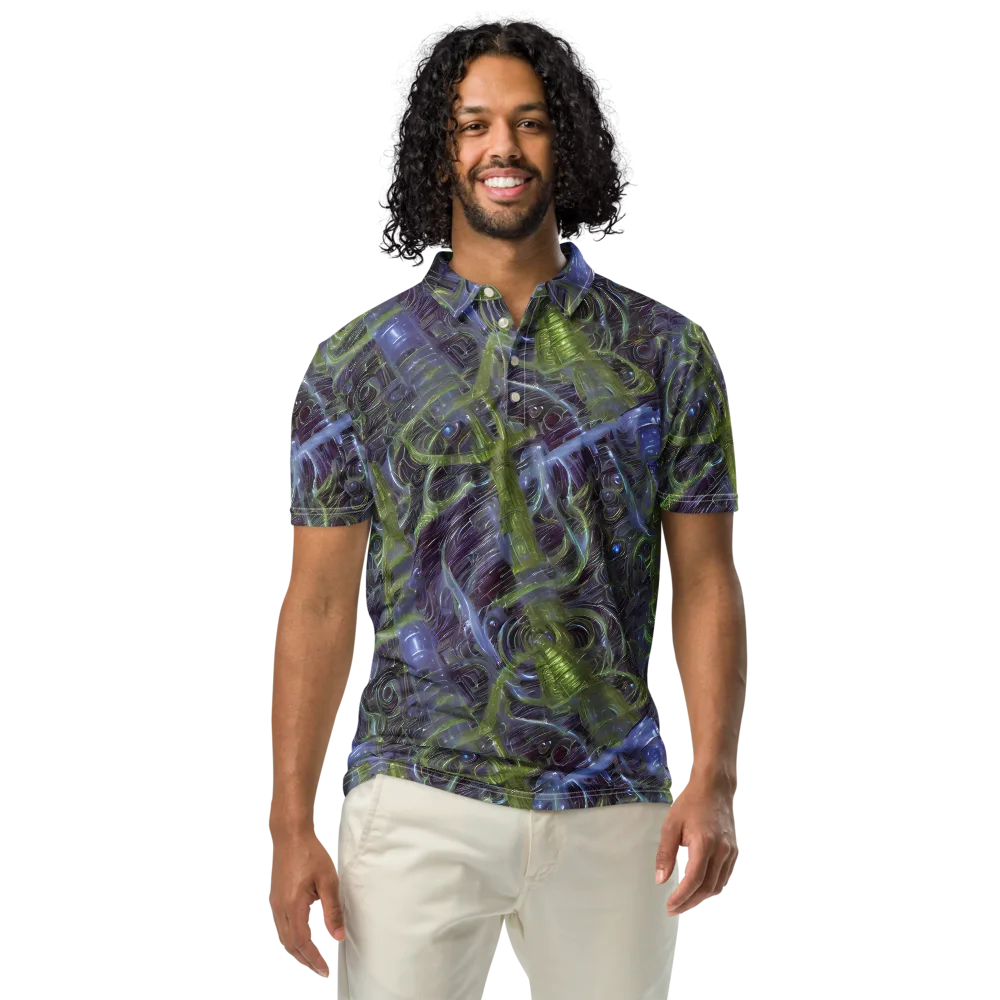 Neon Verdigris on Men's Slim Fit Polo Shirt — Front