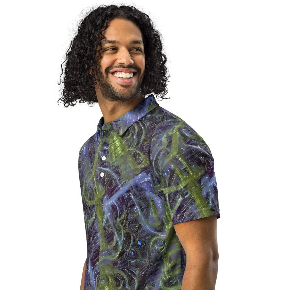 Neon Verdigris on Men's Slim Fit Polo Shirt — Left Front