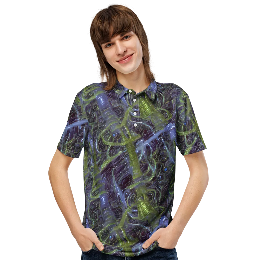Neon Verdigris on Men's Slim Fit Polo Shirt — Front