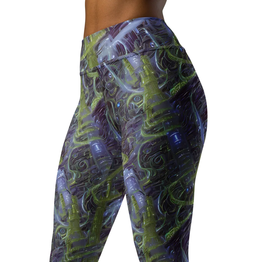 Neon Verdigris on Yoga Leggings — Left Front