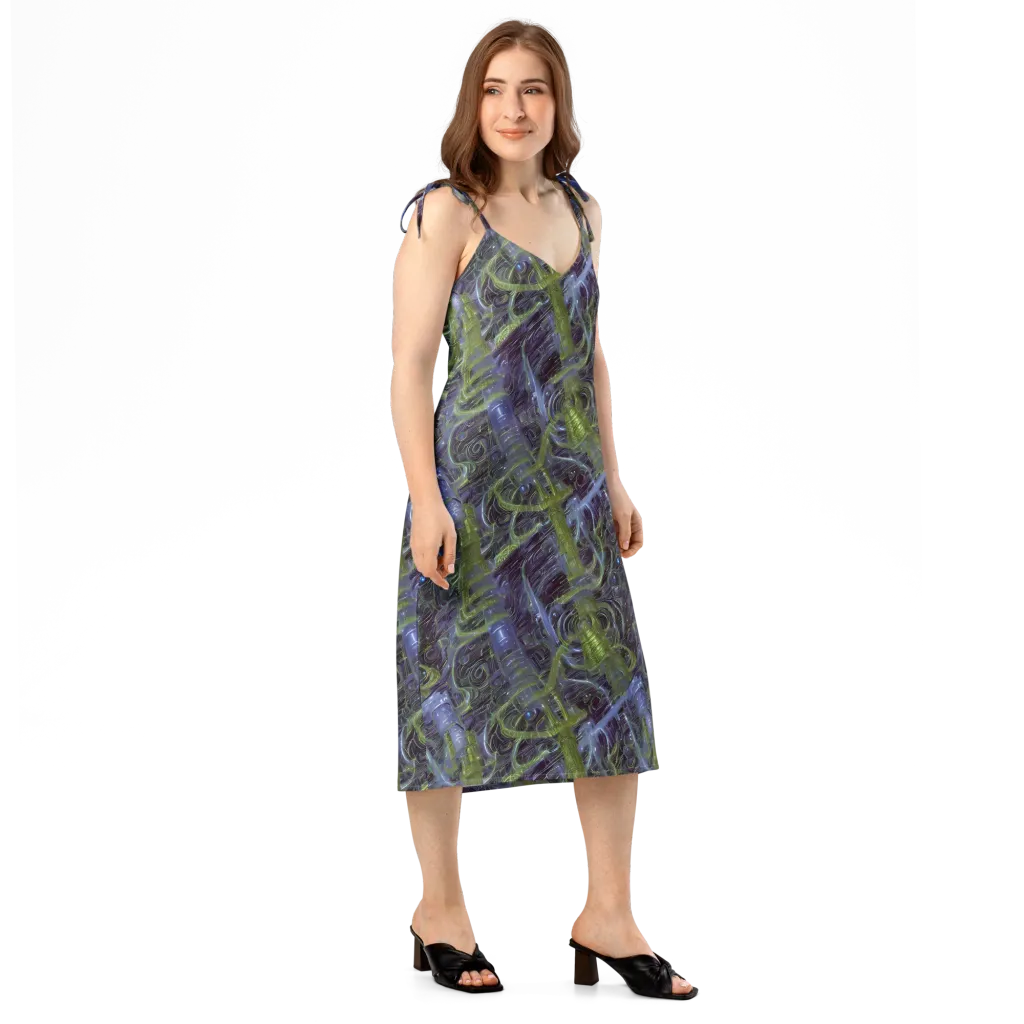 Neon Verdigris on Slip Dress — Right Front