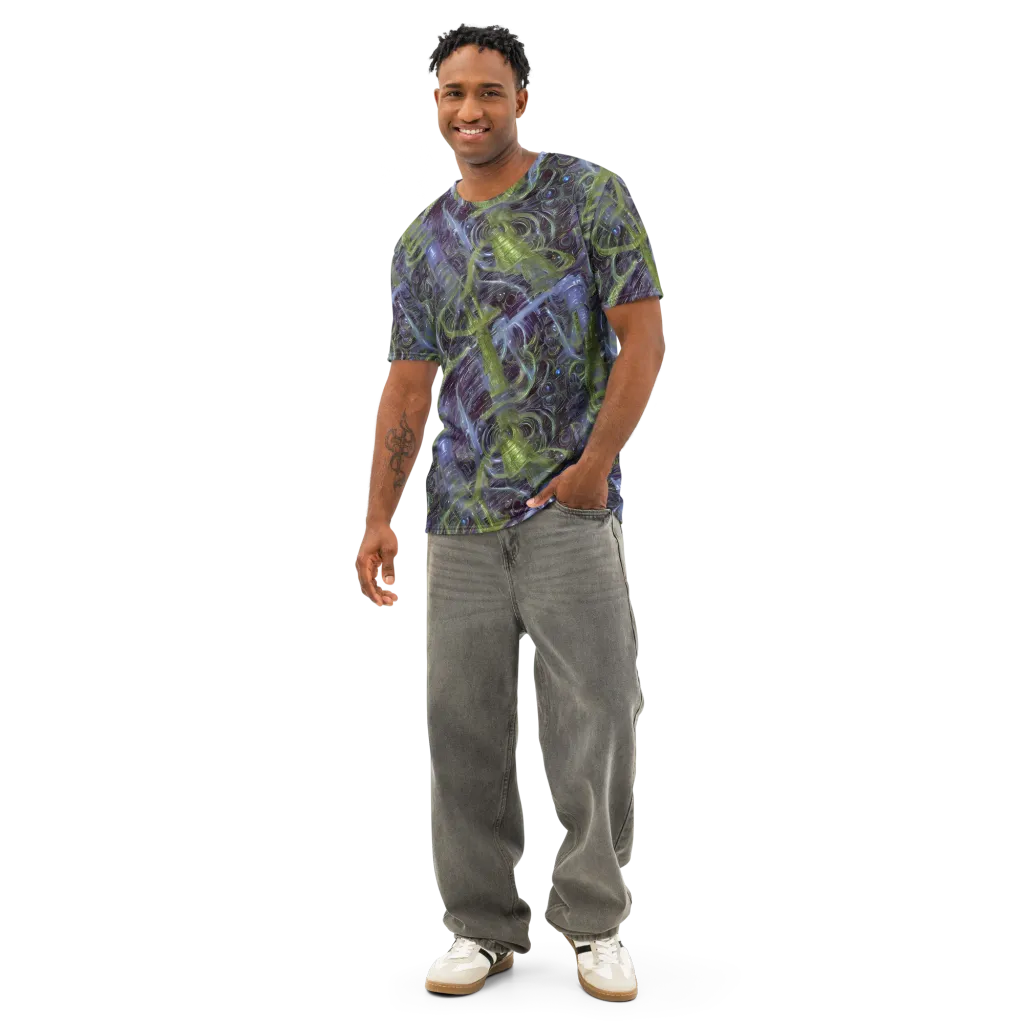 Neon Verdigris on Men's Cotton Crew Neck T-Shirt — Front
