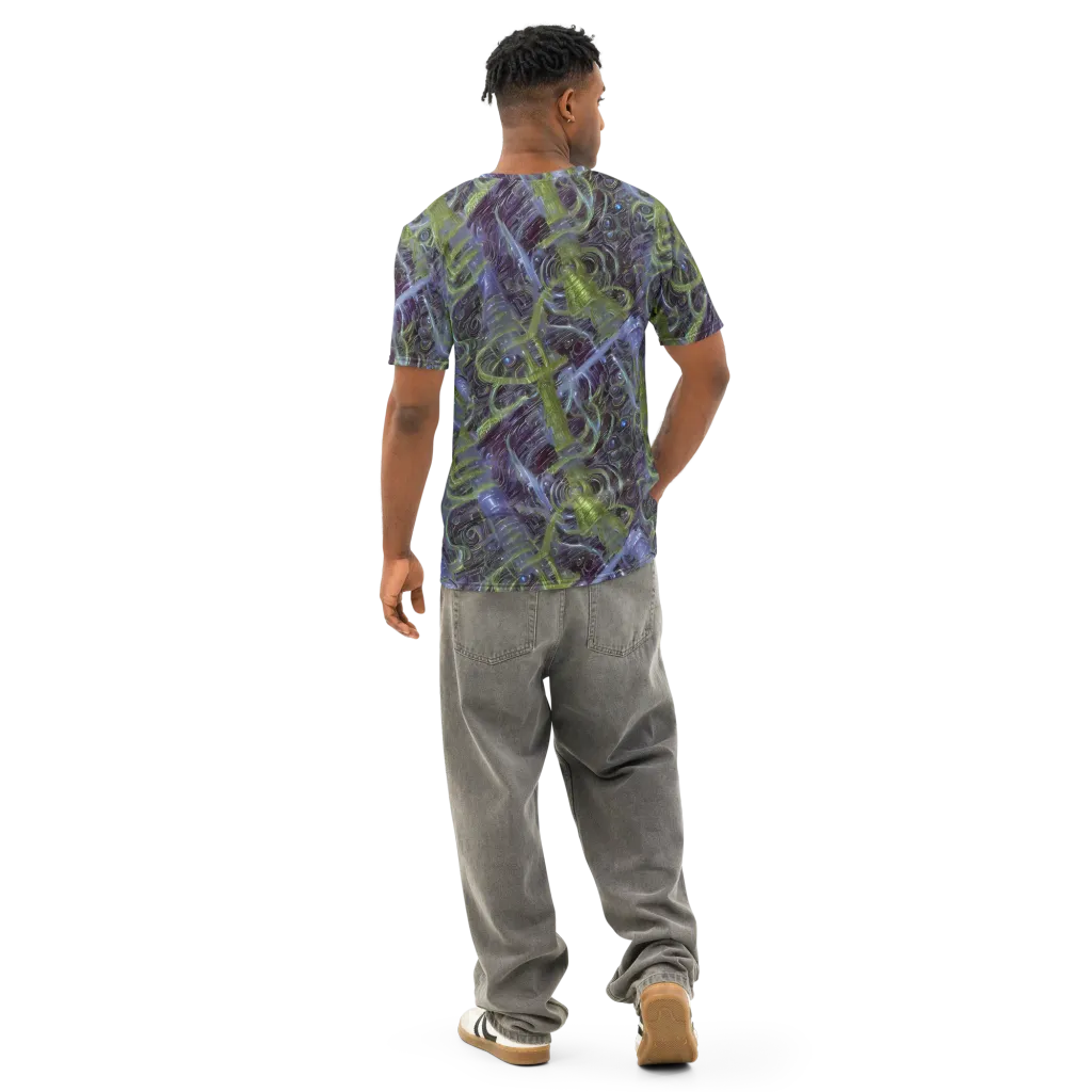 Neon Verdigris on Men's Cotton Crew Neck T-Shirt — Back