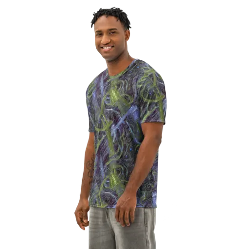 Neon Verdigris on a Men's Cotton Crew Neck T-Shirt