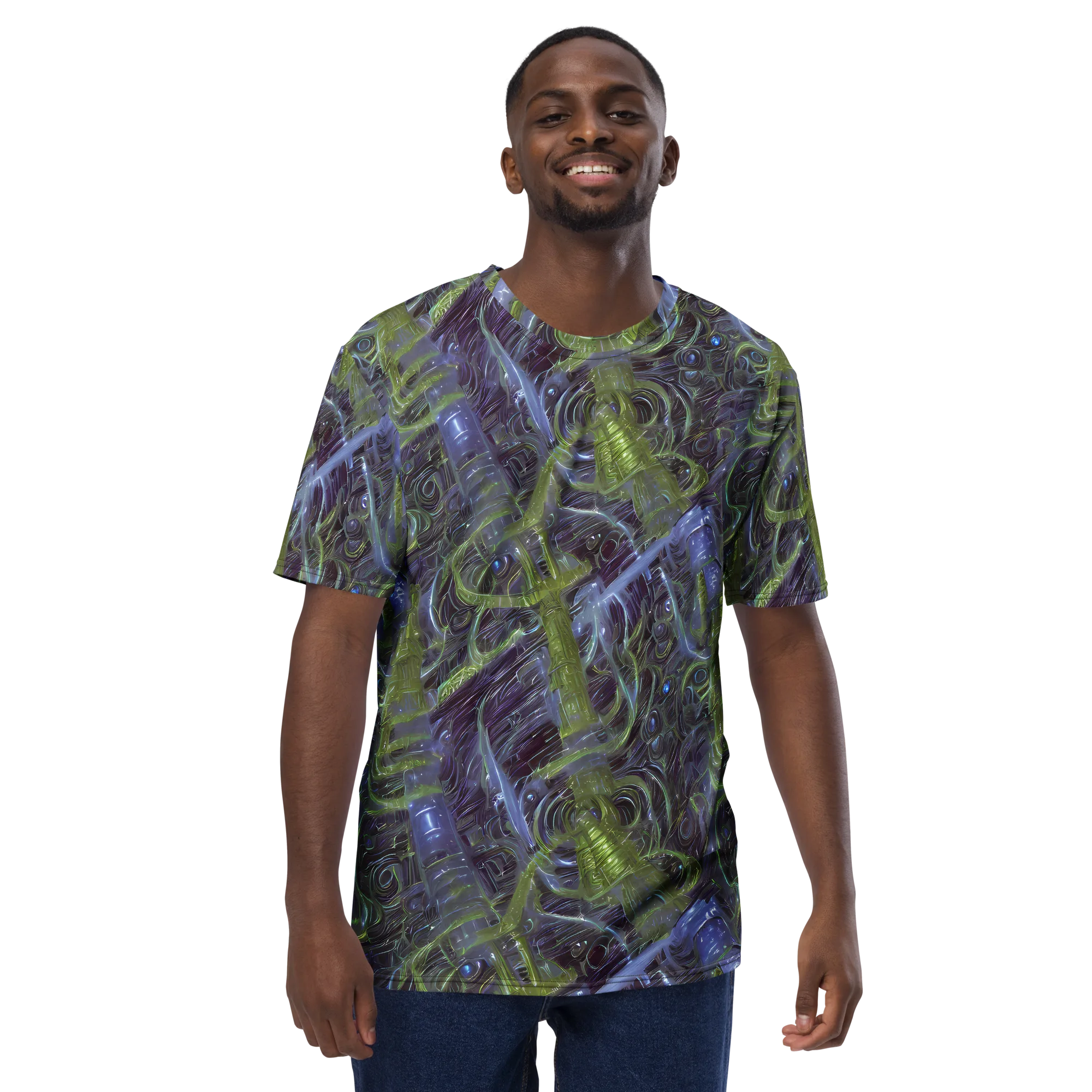 Neon Verdigris on Men's Crew Neck T-Shirt — Front
