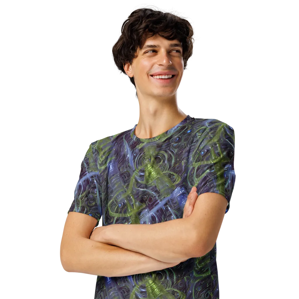 Neon Verdigris on Men's Crew Neck T-Shirt — Left Front